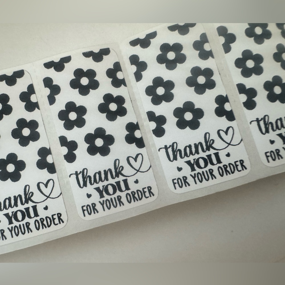 100 Floral Soft Edge Rectangle Thank You Stickers | thank you for your order - Picture 4 of 5